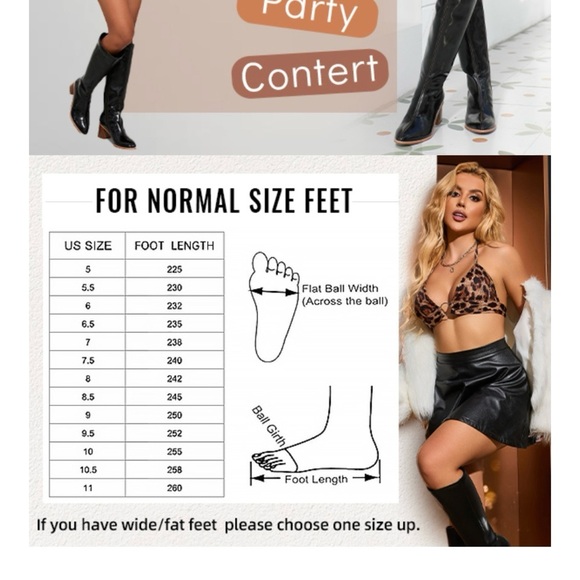 Motimoden pointed toe Knee High Boots chunky Mid Heel zipper Black size 7 - Picture 5 of 16